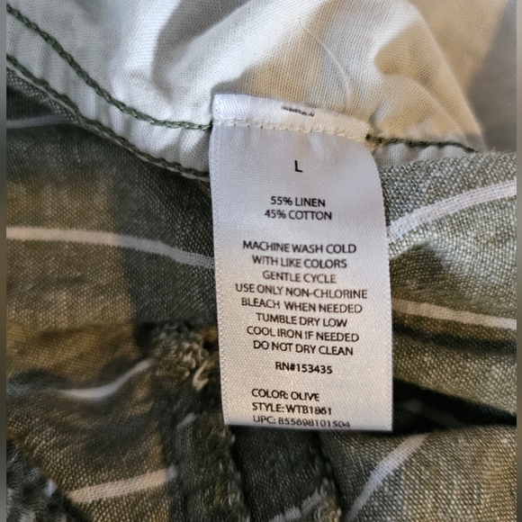 BeachLunchLounge Women's Green Linen Margot Stripes Capri Pants Size L - Picture 14 of 16